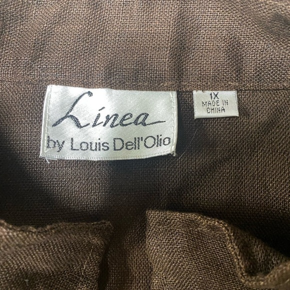 Linea by Louis Dell’Olio Embroidered Floral Linen Jacket Top Brown Size 1X - Picture 4 of 7